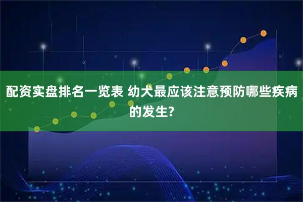 配资实盘排名一览表 幼犬最应该注意预防哪些疾病的发生?